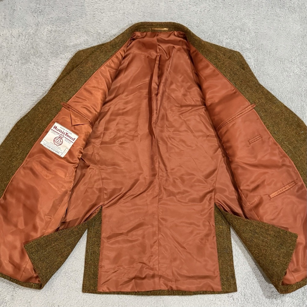 Harris Tweed Blazer Men's 46R 100% Pure New Wool Orange Colorful Suit Jacket - Picture 6 of 11